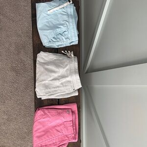 Set of Three Casual Shorts in Pink, Light Blue, and White